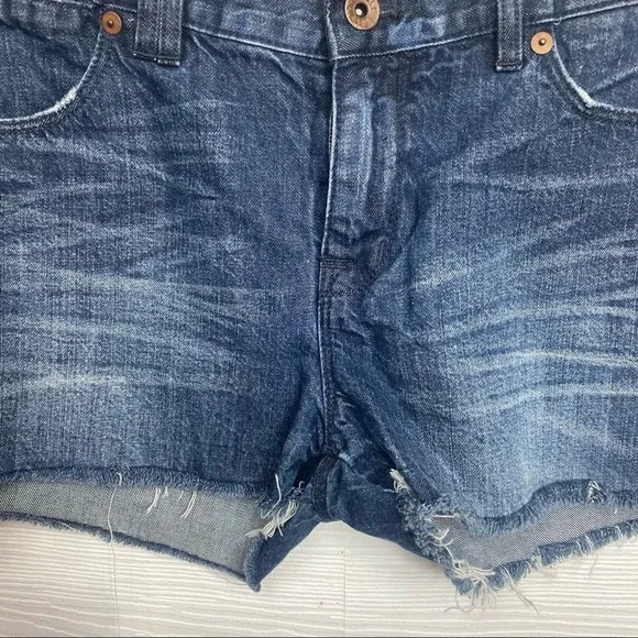 Madewell dark wash Denim Jean Shorts Summer Whiskering Size 28 - Picture 2 of 7